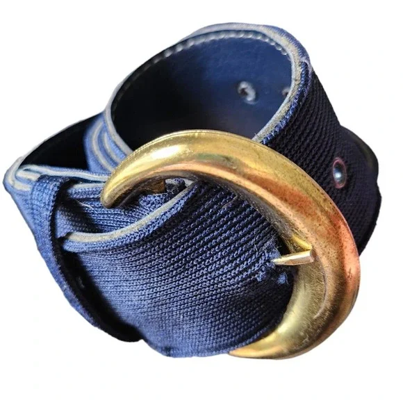 Vintage Accessories Vintage 8s Navy Blue Fabric Wide Dress